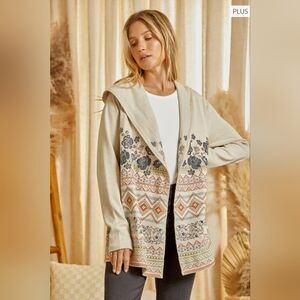 👜*Boutique* Savanna Jane Boho soft and cozy Embroidered Hooded Cardigan